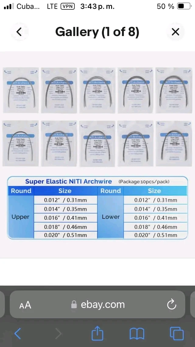 Arcos 0.20 niti superior e inferior's foto | Ortodoncia Shop |  BizneCubano